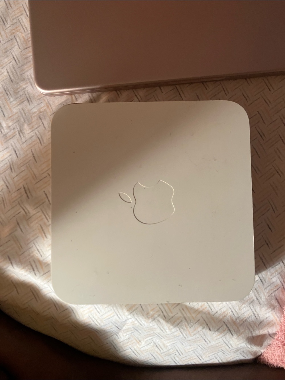 Apple White Square Desktop Hub with Apple Logo